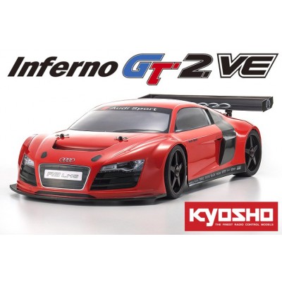 Kyosho Inferno GT2 VE Brushless Race Audi R8 LMS RTR Rossa 1: 8