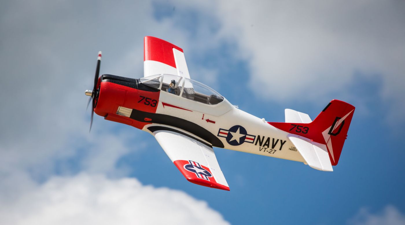 E flite T 28 Trojan 1.2m AS3X BNF Basic Negozio di modellismo